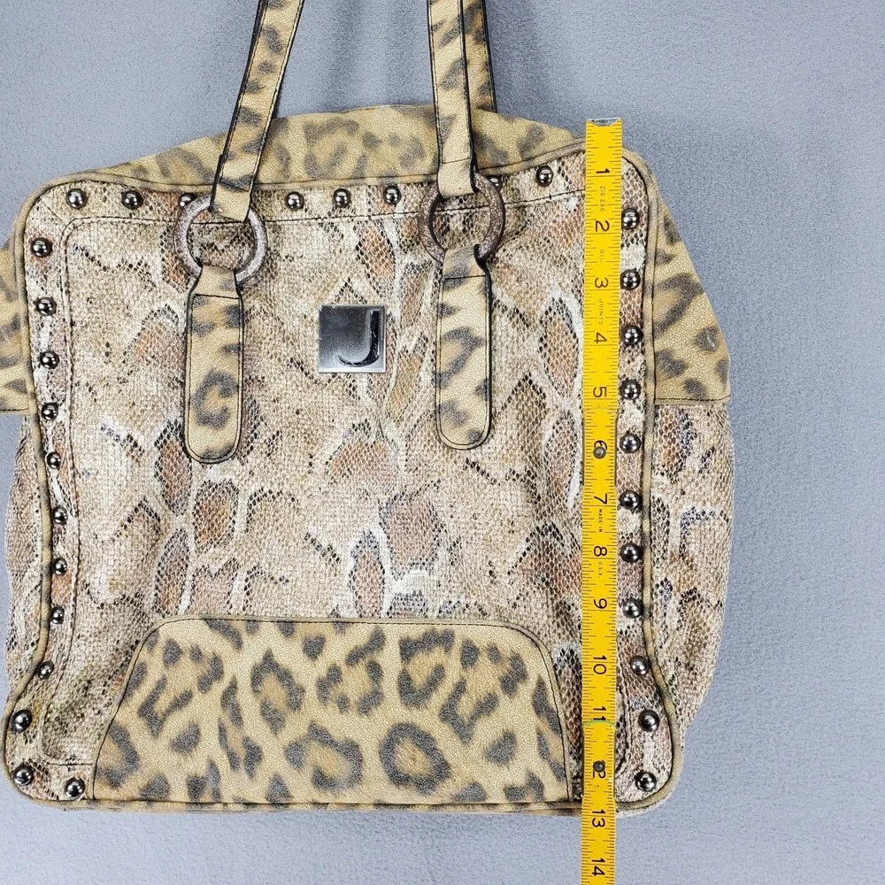 Joanel Faux Snakeskin Leopard Tote Handbag‎ Studs Shoulder Bag Y2K